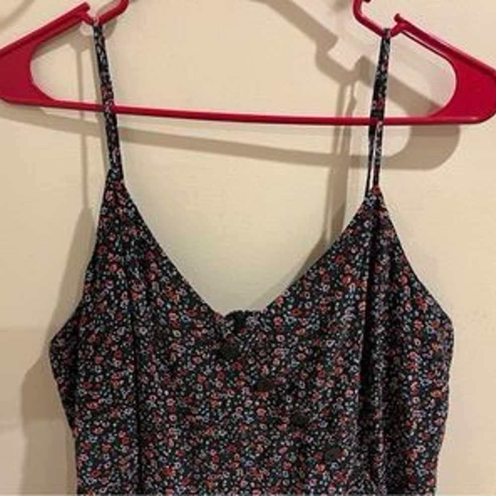 Madewell Size 16 100% Silk Black Floral Spaghetti… - image 2