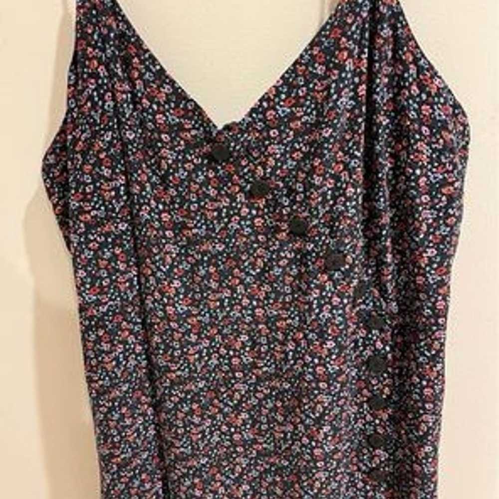 Madewell Size 16 100% Silk Black Floral Spaghetti… - image 3