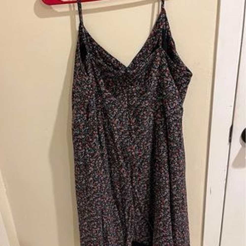 Madewell Size 16 100% Silk Black Floral Spaghetti… - image 6