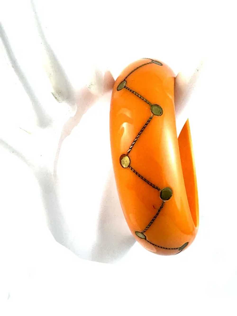 RARE Vintage 1930s Art Deco Handmade Orange Bakel… - image 2