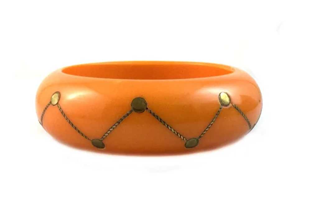 RARE Vintage 1930s Art Deco Handmade Orange Bakel… - image 3