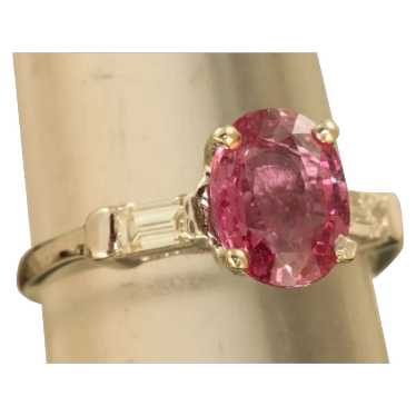 Estate Platinum 1.5 CT Pink Sapphire and Diamond R