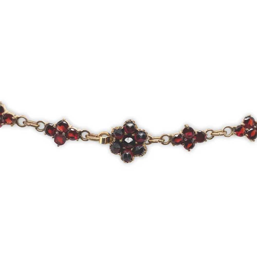 Bohemian Garnet Necklace with 5 Rosettes with dro… - image 5