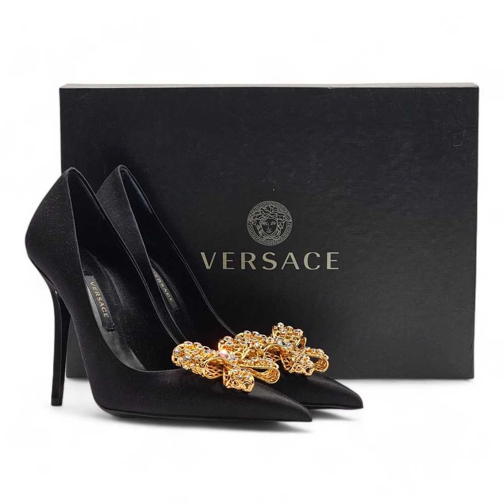 Versace Embellished Pumps 100 mm - Satin - Black … - image 7