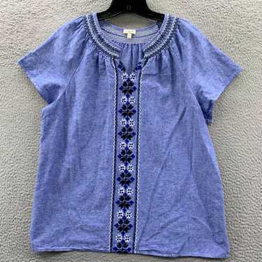 Talbots Soft Luxury Blue Linen Cotton Top for Wom… - image 1