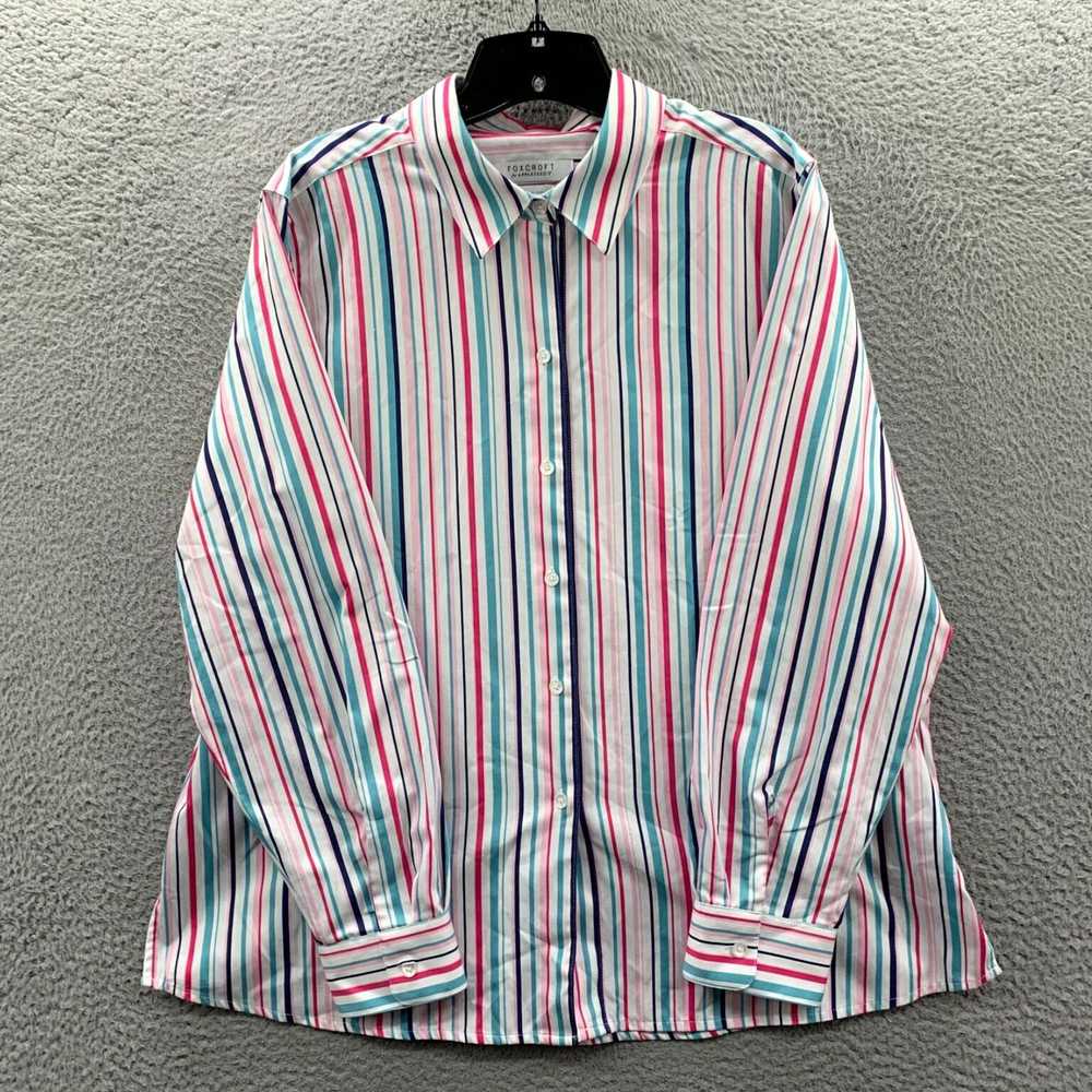 Vintage Womens Pink Button Up Blouse Top Shirt in… - image 1