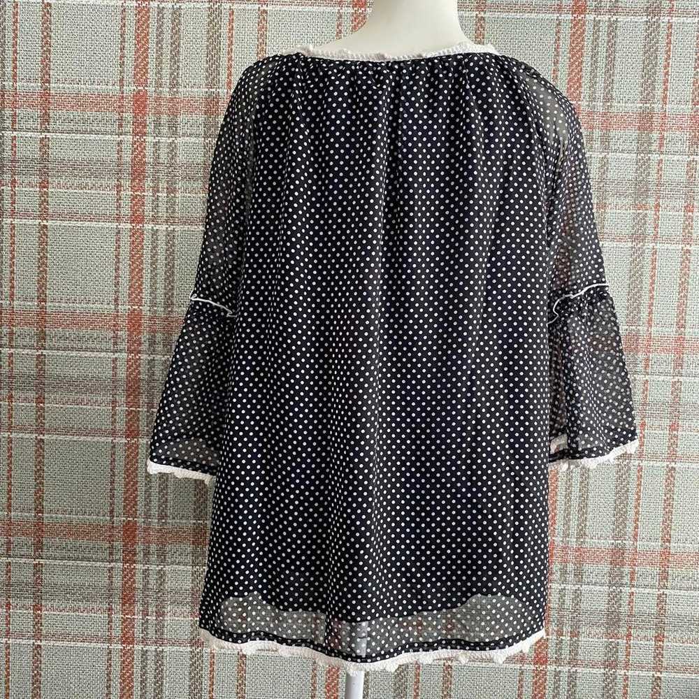 Ribbon Crochet Flower Embroidery Sheer Tunic Fair… - image 2