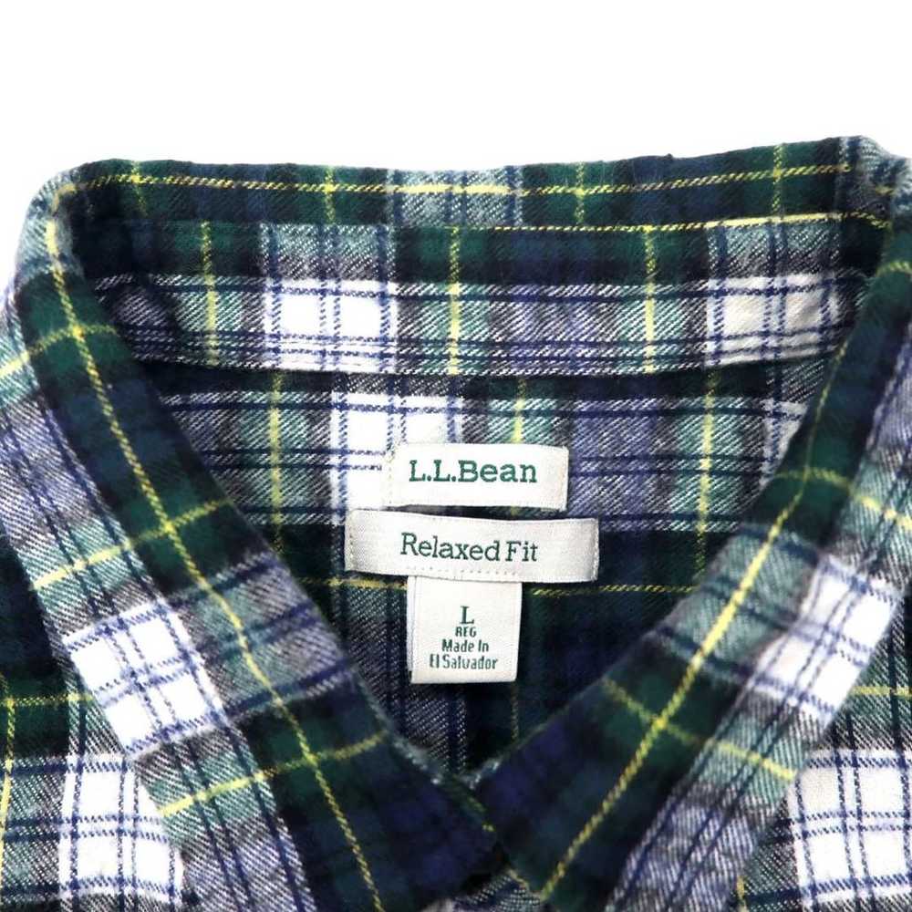 L.L.BEAN Relaxed Fit Flannel Shirt L Green Navy - image 4