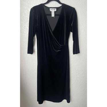 Vintage Dani Max Velvet Faux Wrap Dress Womens Si… - image 1