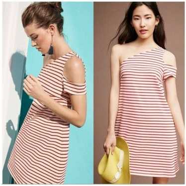 Anthropologie Maeve One Shoulder Striped Dress Siz