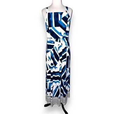 U1 Soma Geo Print Maxi Dress Blue White Cruise Gr… - image 1