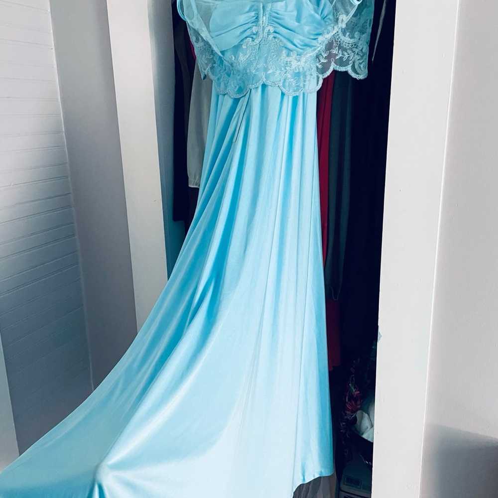 Vintage 70s Baby Blue Maxi Prom Dress - image 8