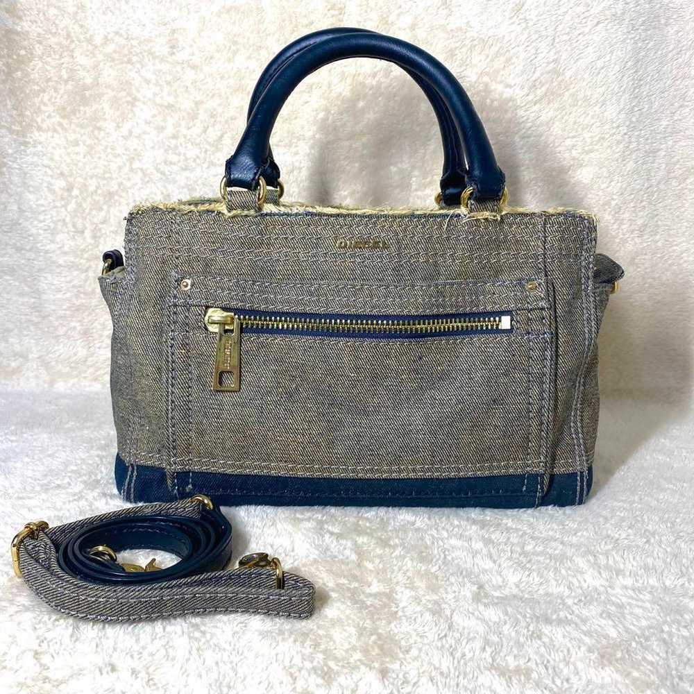 DIESEL Denim Shoulder Bag Handbag 2way Metal Fitt… - image 2