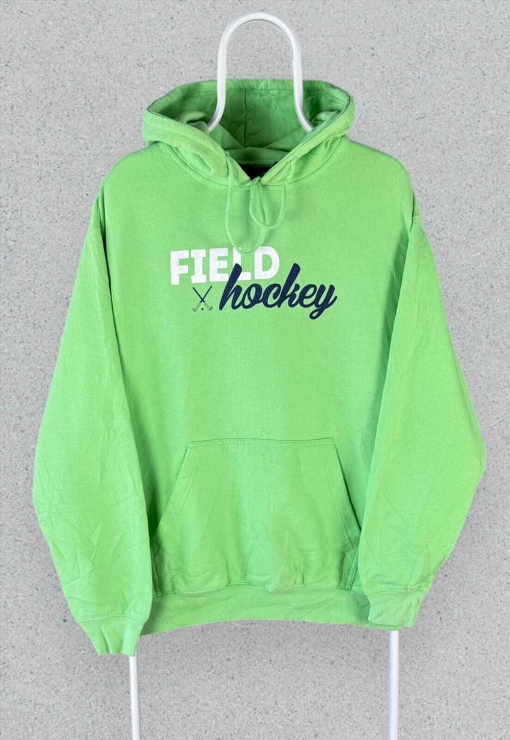 Vintage Green Field Hockey Hoodie Spell Out Mens … - image 1