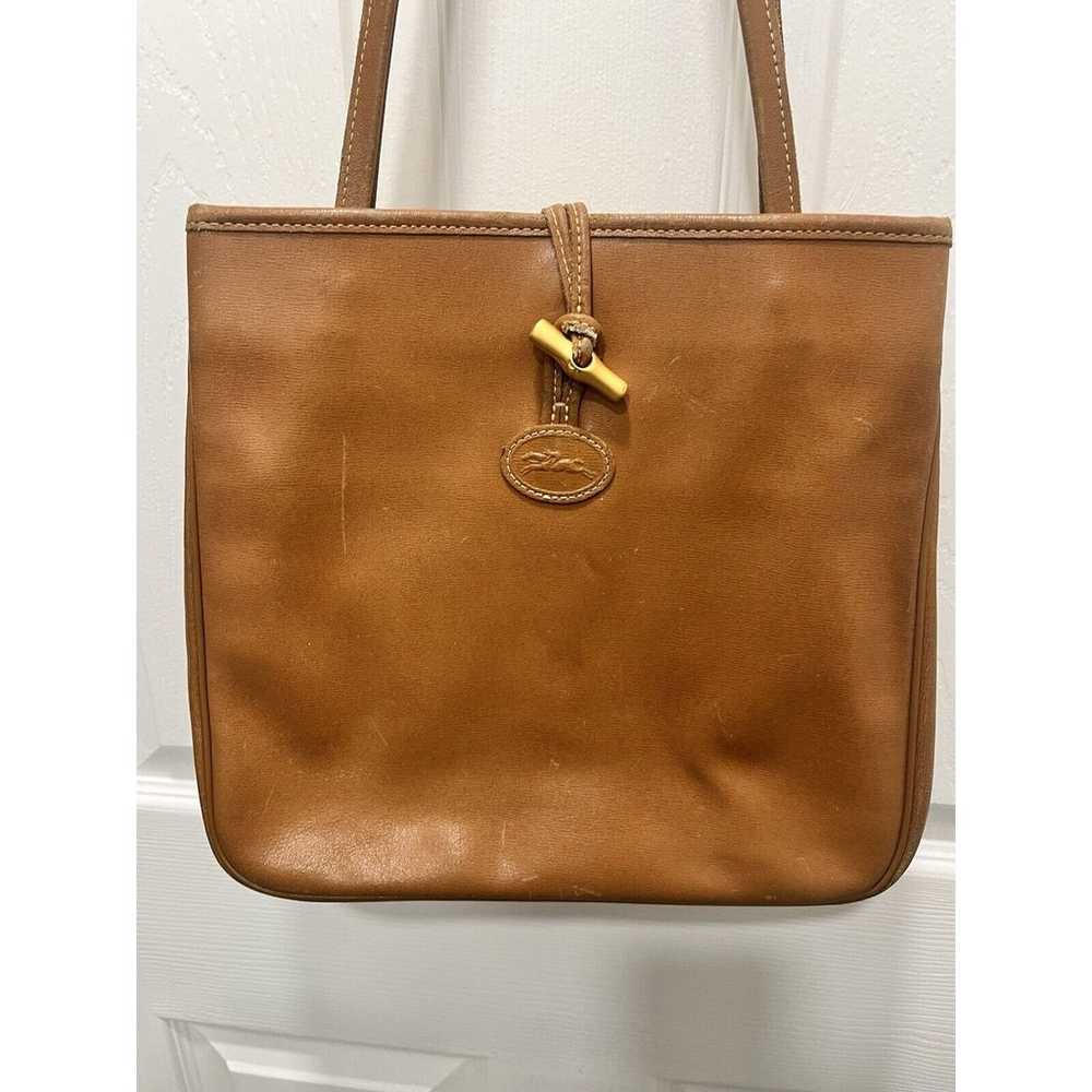 Longchamp Crossbody Bag VTG EUC TAN caramel Leath… - image 12