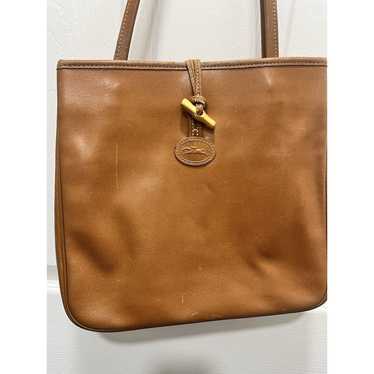 Longchamp Crossbody Bag VTG EUC TAN caramel Leath… - image 1