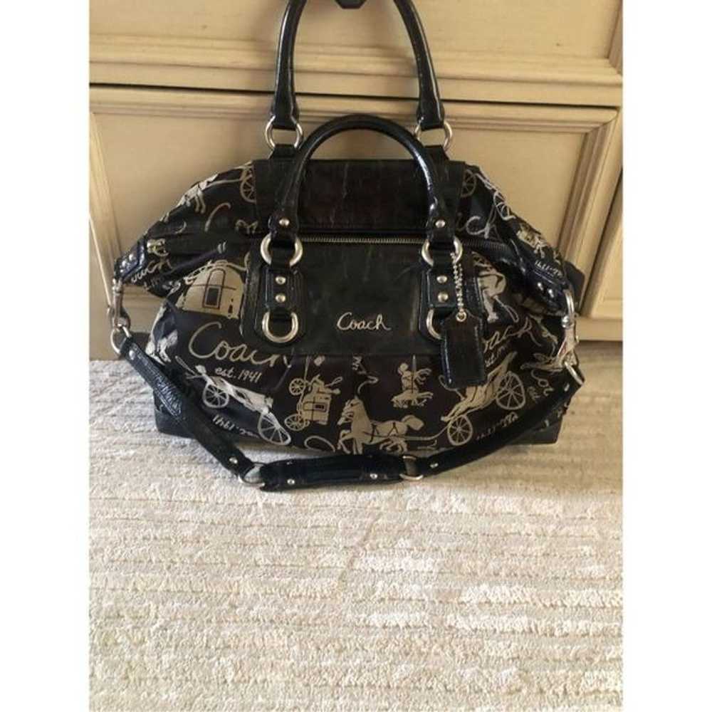 Coach F15653 Ashley Carriage Purse Handbag Black … - image 3