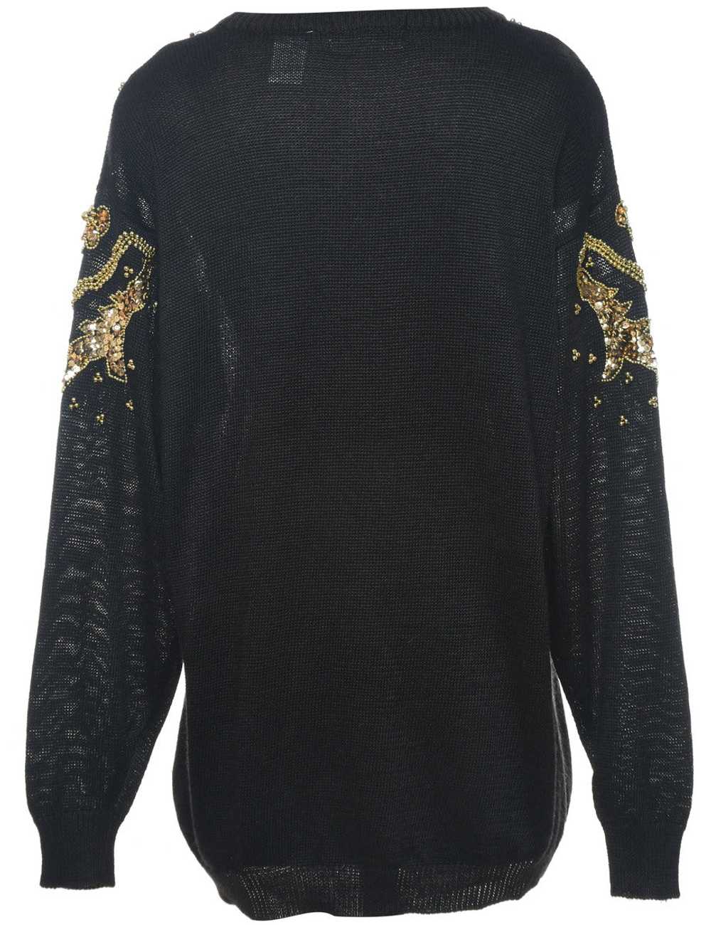 Sequined Black Jumper - L - image 2