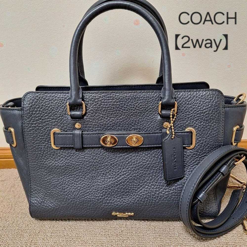 COACH Swagger ♡ 2way Shoulder Bag Handbag Navy Bl… - image 5