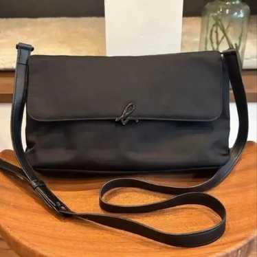 Agnes b. Black Nylon Flap Shoulder Bag Sacoche - image 1