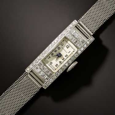 Art Deco Diamond Platinum Mesh Bracelet Watch