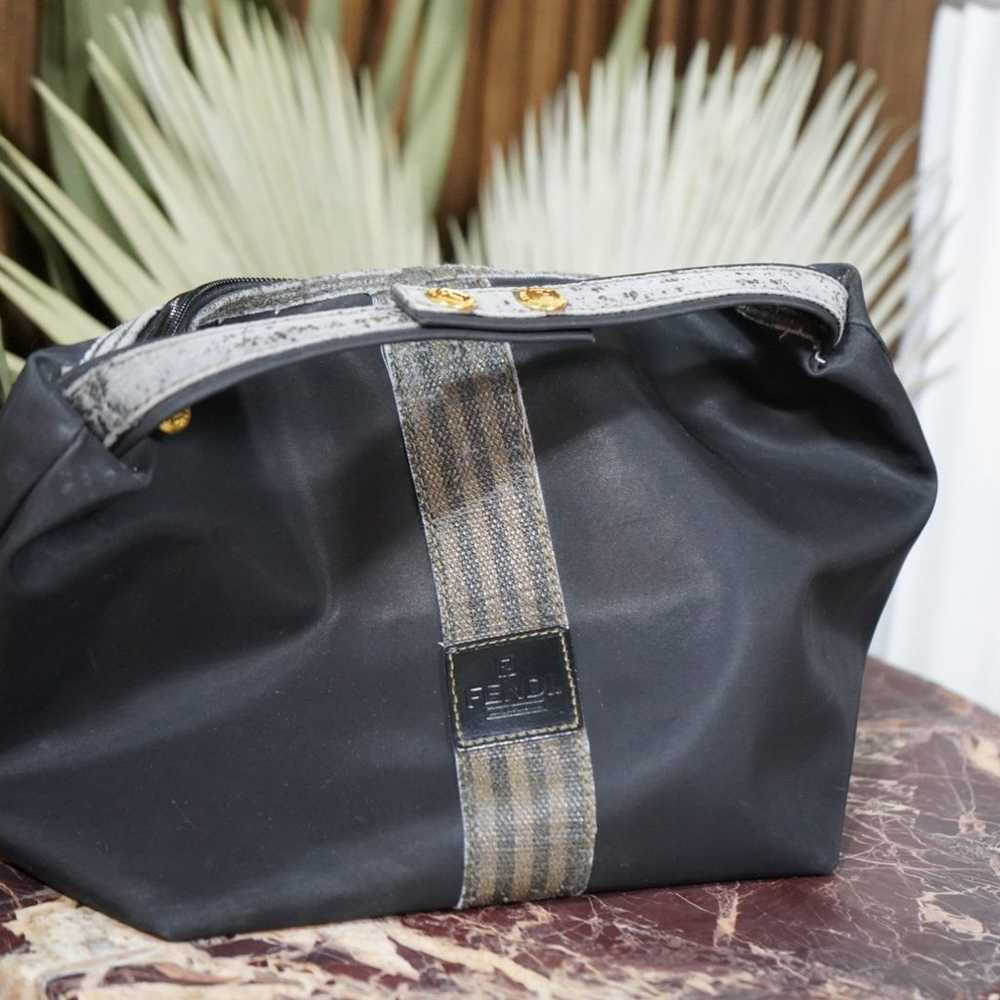 Fendi, Rare, Black Nylon-Pequin Stripes Carry-on … - image 1