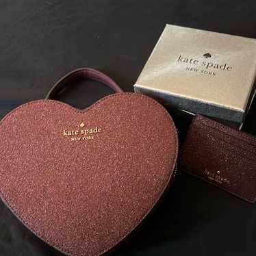 Authentic Kate Spade Red Sparkle heart purse - su… - image 1