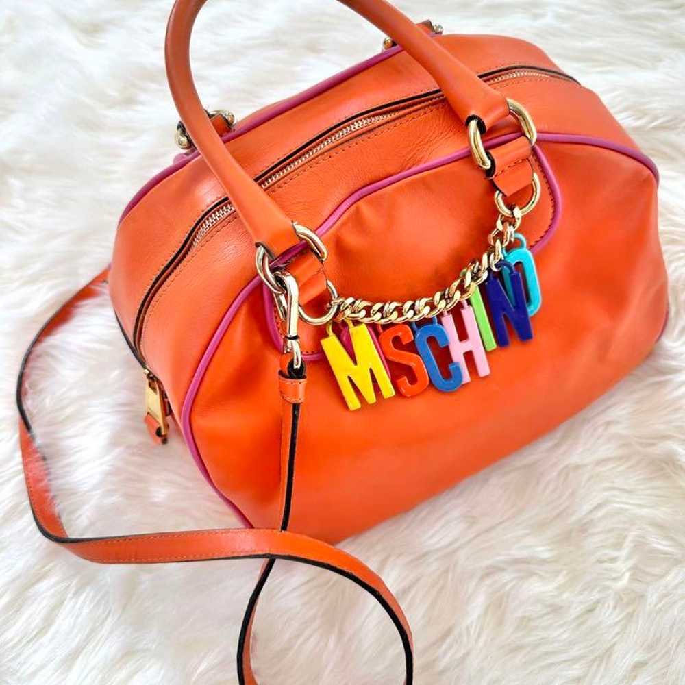 MOSCHINO orange leather shoulder bag with colorfu… - image 1