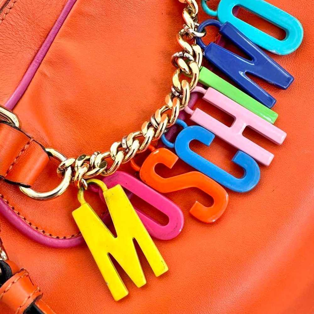 MOSCHINO orange leather shoulder bag with colorfu… - image 2