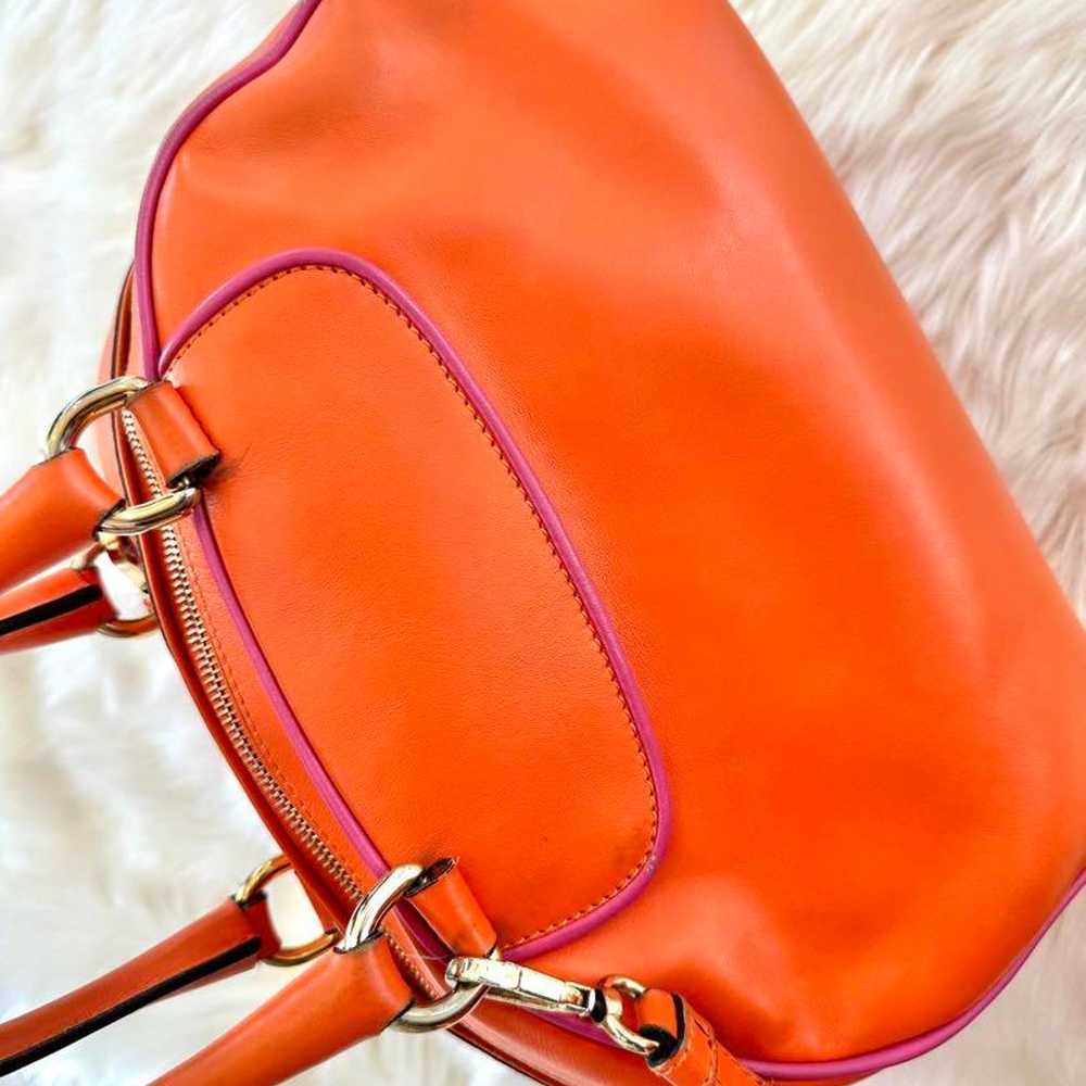 MOSCHINO orange leather shoulder bag with colorfu… - image 3