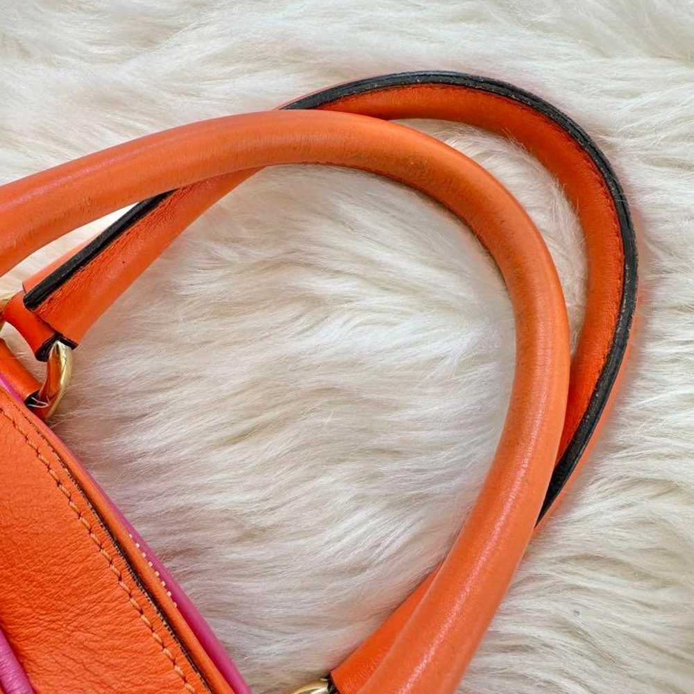 MOSCHINO orange leather shoulder bag with colorfu… - image 4