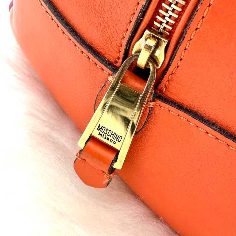 MOSCHINO orange leather shoulder bag with colorfu… - image 6