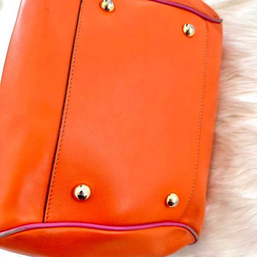 MOSCHINO orange leather shoulder bag with colorfu… - image 7