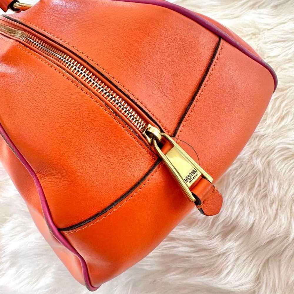 MOSCHINO orange leather shoulder bag with colorfu… - image 9