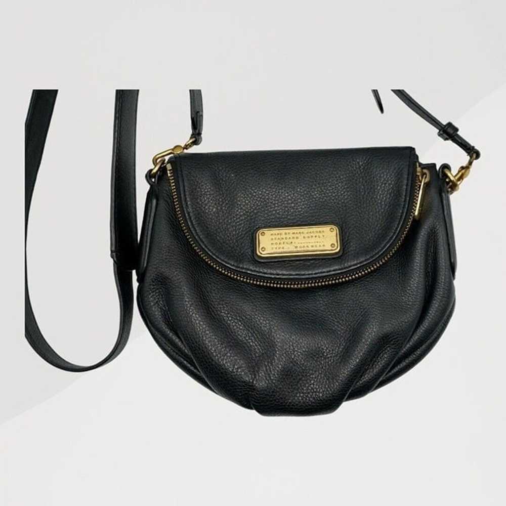 Vtg 90s Marc Jacobs Black Leather Crossbody Purse… - image 2