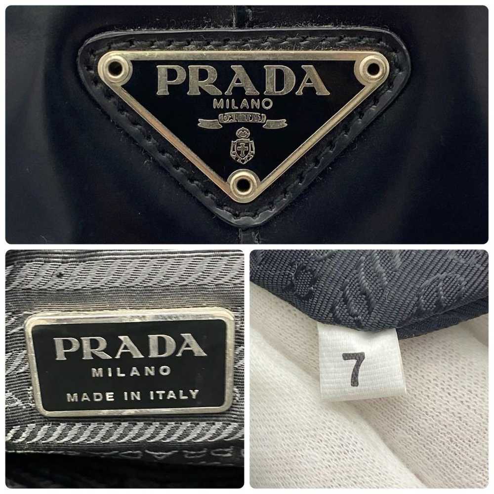 PRADA Tote Bag Triangle Logo Patent Leather Black… - image 10