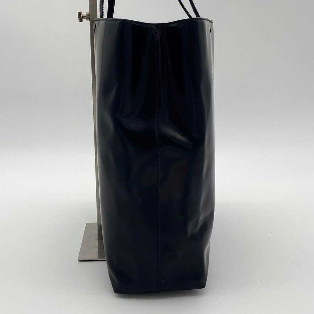 PRADA Tote Bag Triangle Logo Patent Leather Black… - image 5