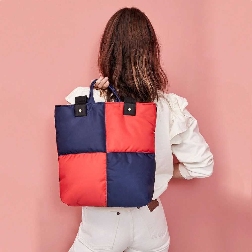 CLARE V. Annie Quilted Puffer Tote in Navy & Red - image 3