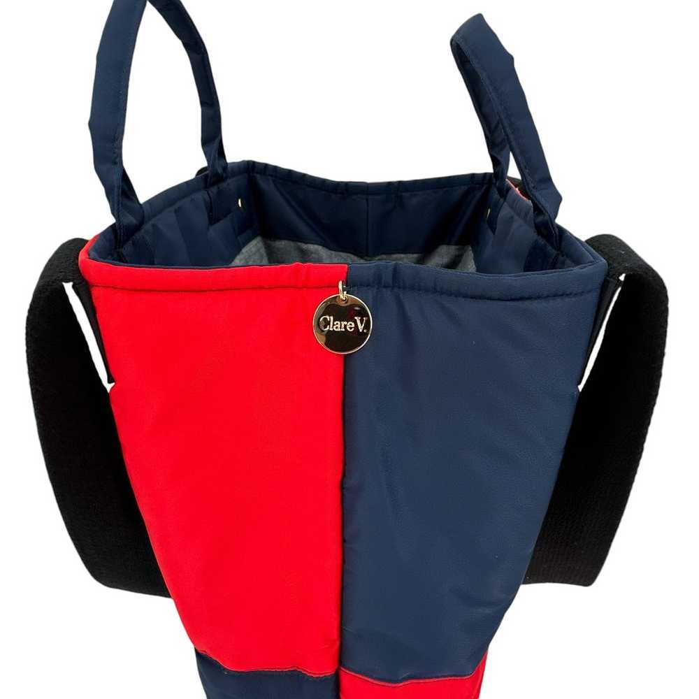 CLARE V. Annie Quilted Puffer Tote in Navy & Red - image 8