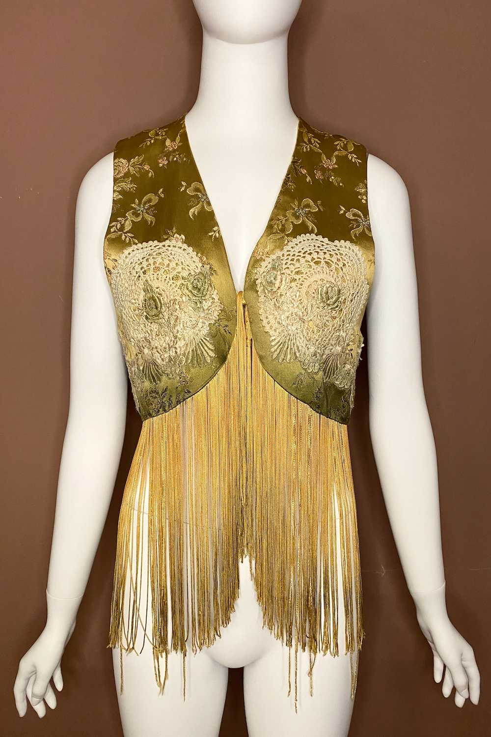 OMBRE FRINGE 70s VEST WITH CROCHET - image 1