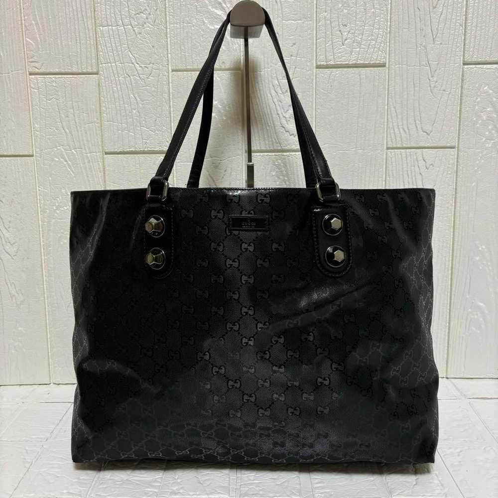 GUCCI GG Pattern Tote Bag, A4 Compatible, Black, … - image 2