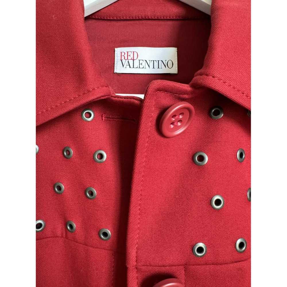 RED VALENTINO ラムジャケット RED VALENTINO Black Lambskin Leather Ivory Trims Bomber