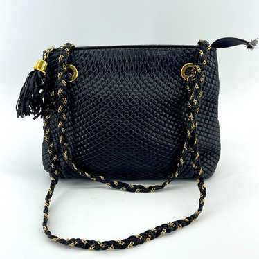 Vintage Bally quilted lambskin leather chain leat… - image 1