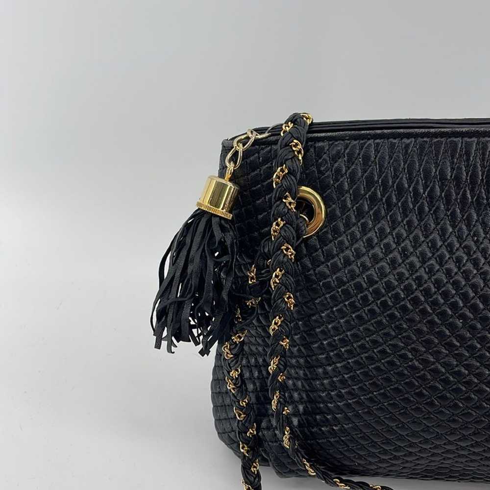 Vintage Bally quilted lambskin leather chain leat… - image 4