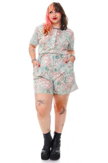 Vintage 90's Pastel Floral Button Up Jumpsuit - XL