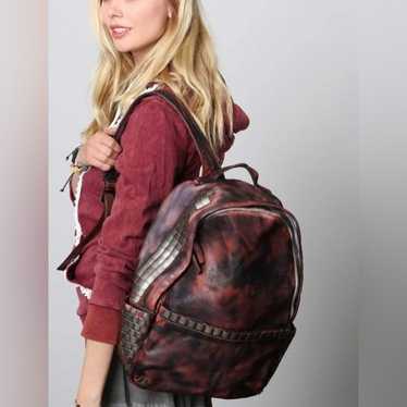 POL Distressed Leather Tie-Dyed Studded Backpack