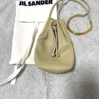 JIL SANDER Leather Bag Drawstring Ring Bag Pouch