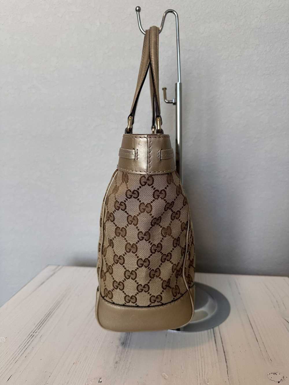 Gucci Gucci Monogram Mayfair Khaki Metallic Bow T… - image 4