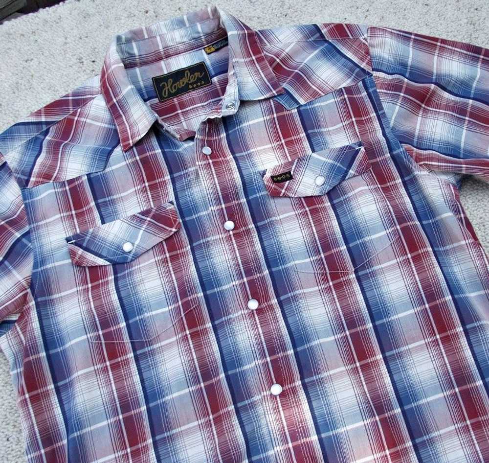 Howler Brothers Mens Western Shirt Blue Red Plaid… - image 1