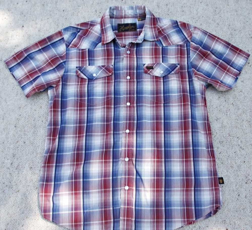 Howler Brothers Mens Western Shirt Blue Red Plaid… - image 2